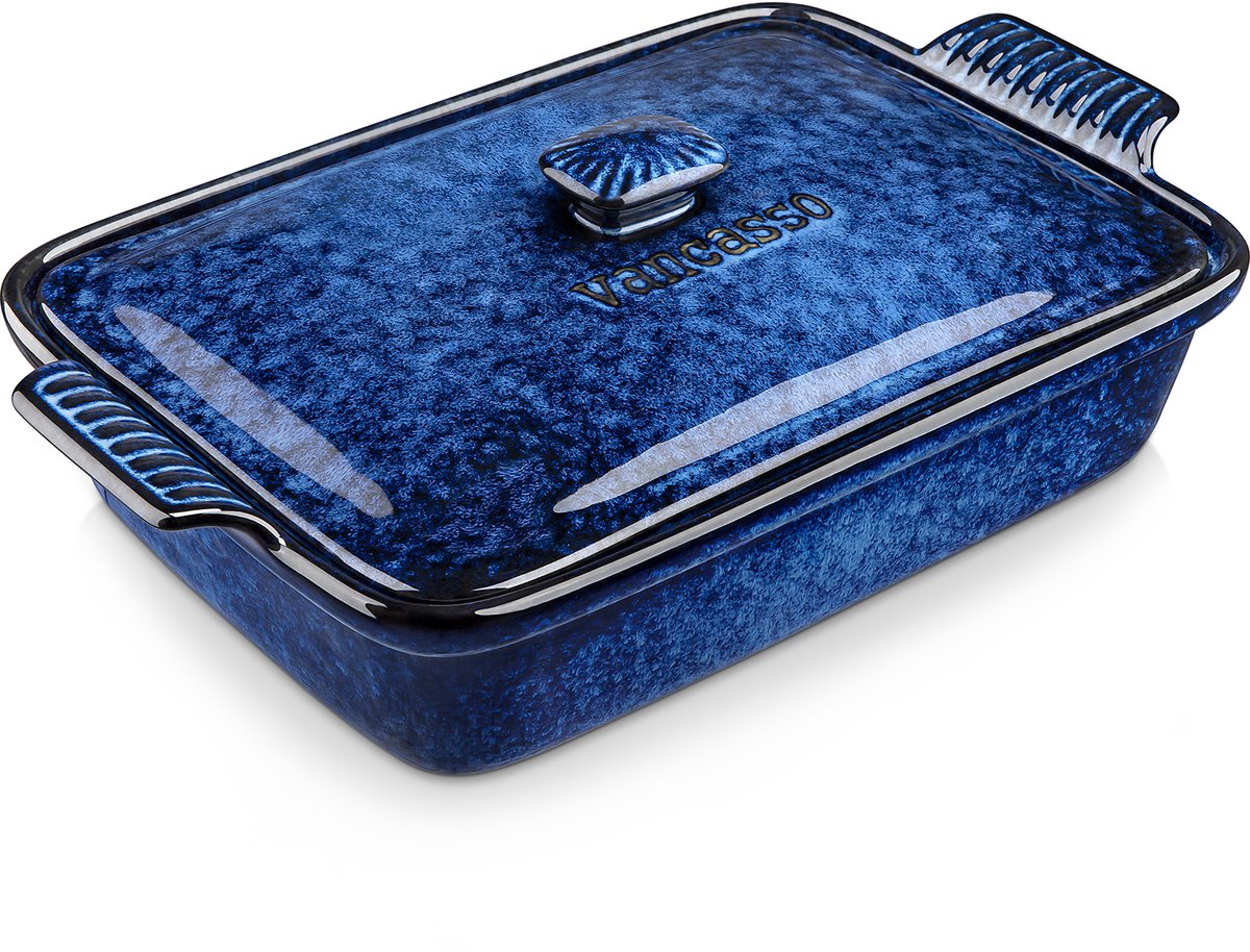 Mura Braadpan - Ovenschaal - Braadslede - Dutch Oven - Casserole - Magnetron En Oven Bestendig - Steengoed / Porselein - Blauw