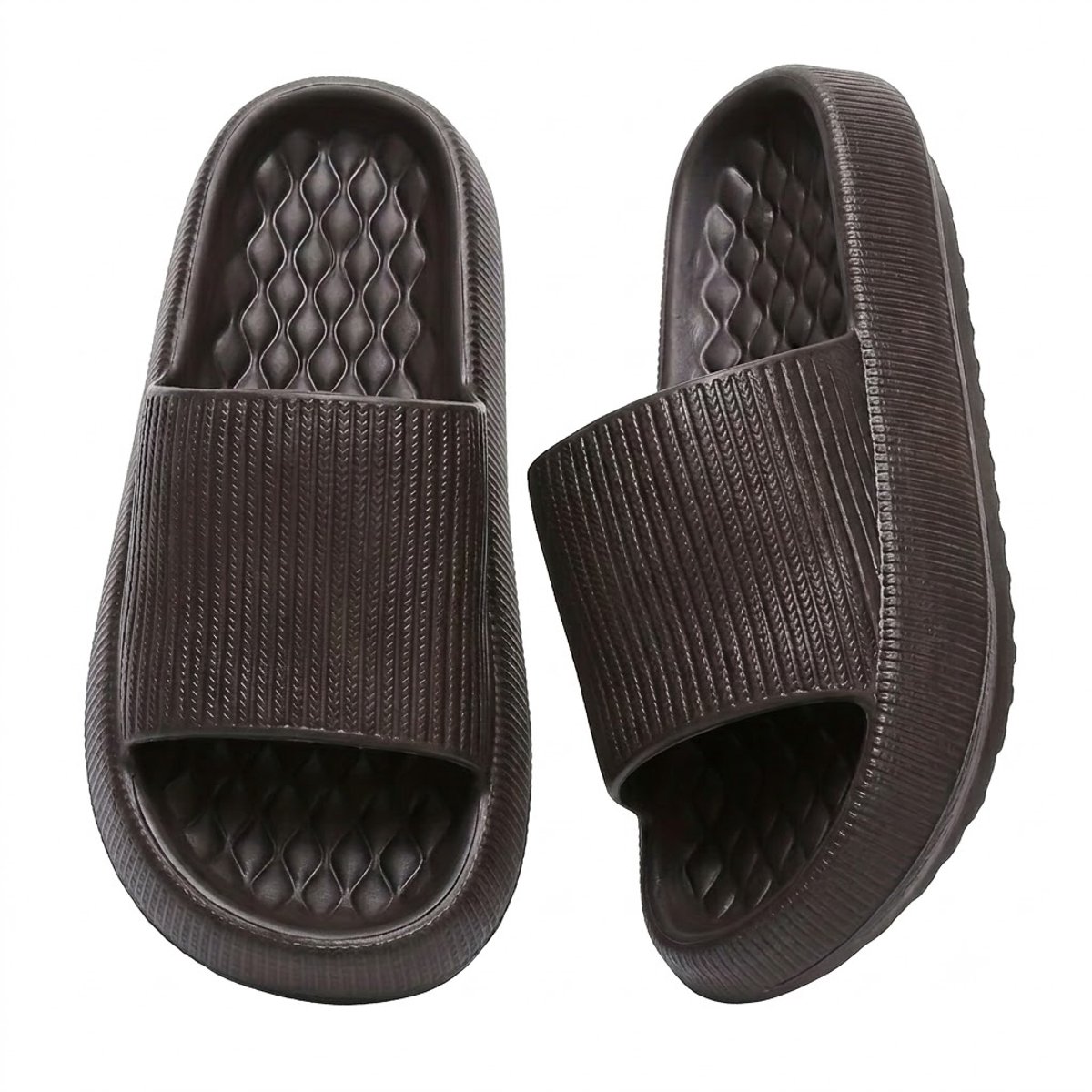 Zwarte badslippers dames EVA instap slippers antislip dik zool zacht voetbed open teen lichtgewicht douche slippers strand slippers geschikt voor binnen en buiten maat 37