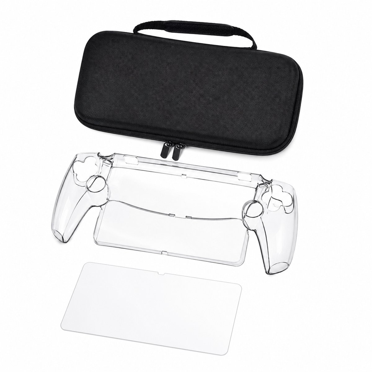 Accessoires Set Geschikt voor PlayStation Portal – Hardcase Opbergetui – Transparante Beschermhoes – Screenprotector – PS5 Portal Case – Zwart