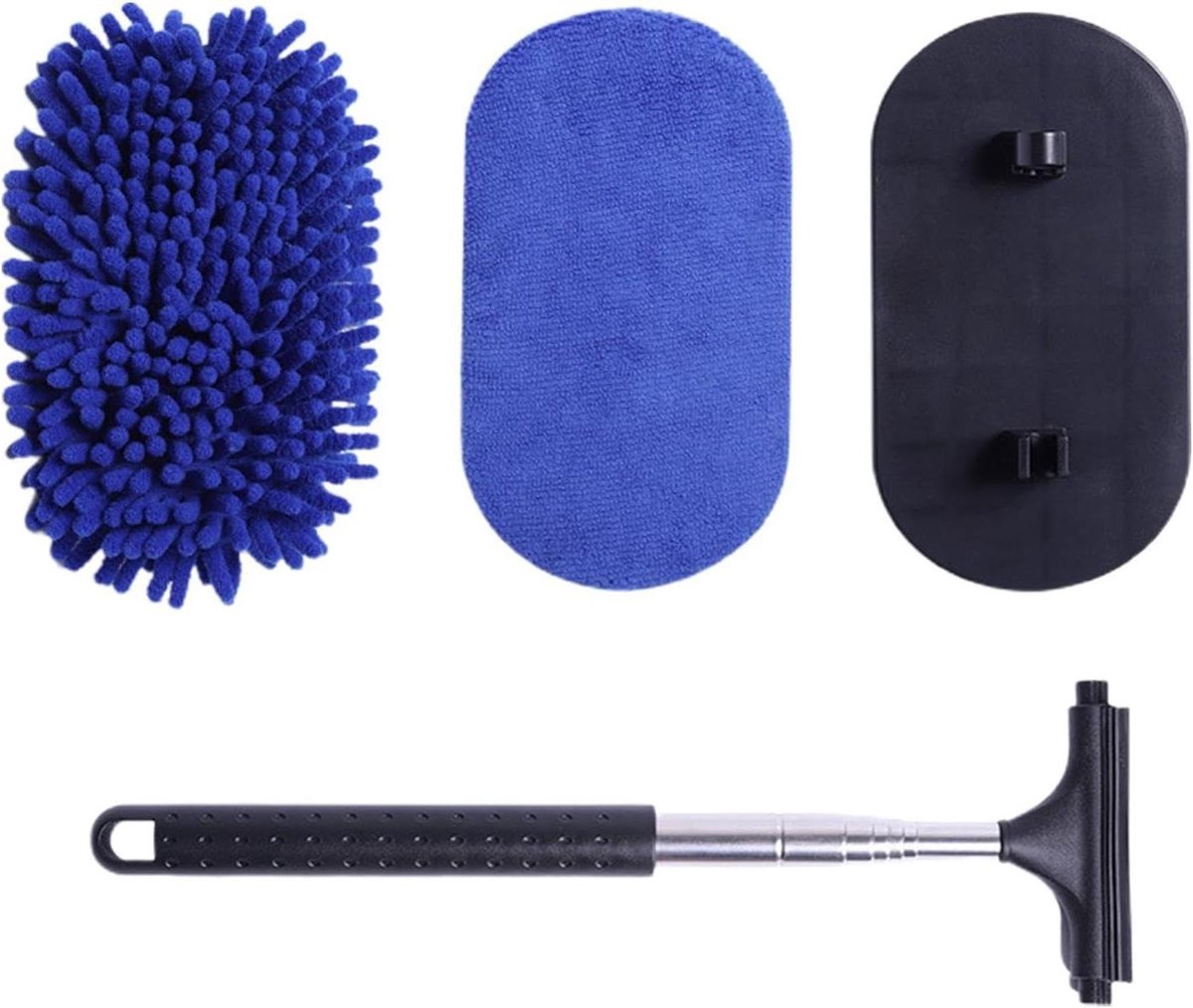Autowasborstel Dweilset - Auto Poets Set - Voertuigonderhoud - 3-in-1 Verstelbaar - 101 cm Steel - Grijs