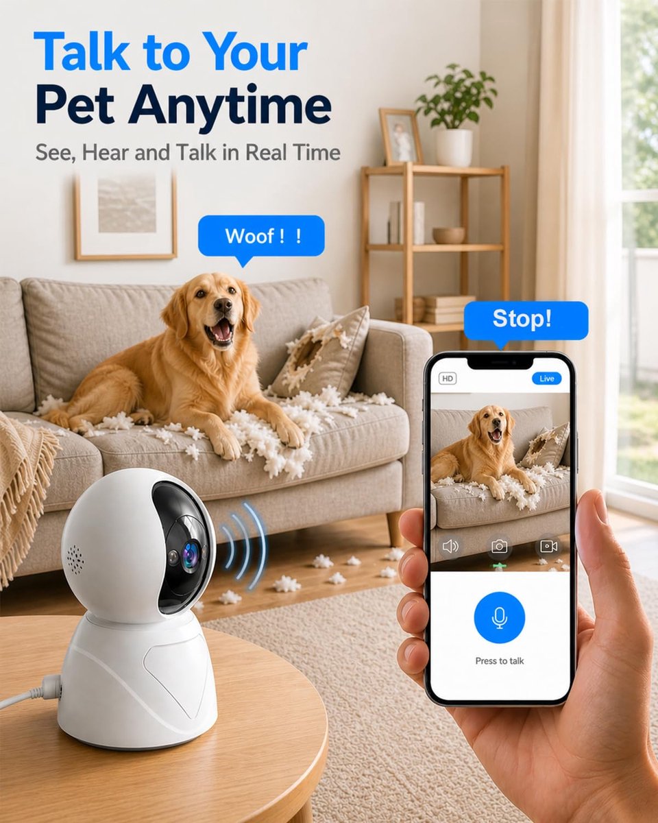SnelShoppen - Indoor Beveiligingscamera 5G - Babycamera, Huisdiercamera, Volledig HD, Nachtzicht, Beweging Detectie, Wit