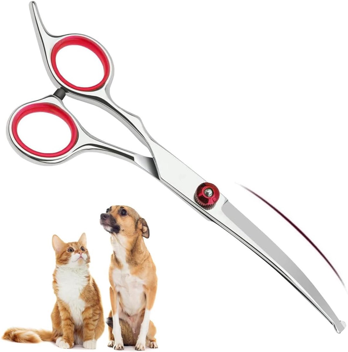 hondenschaar gebogen - Effili schaar voor het knippen van hondenhaar, bontschaar met ronde punt voor maximale veiligheid, roestvrijstalen bontschaar voor honden en katten