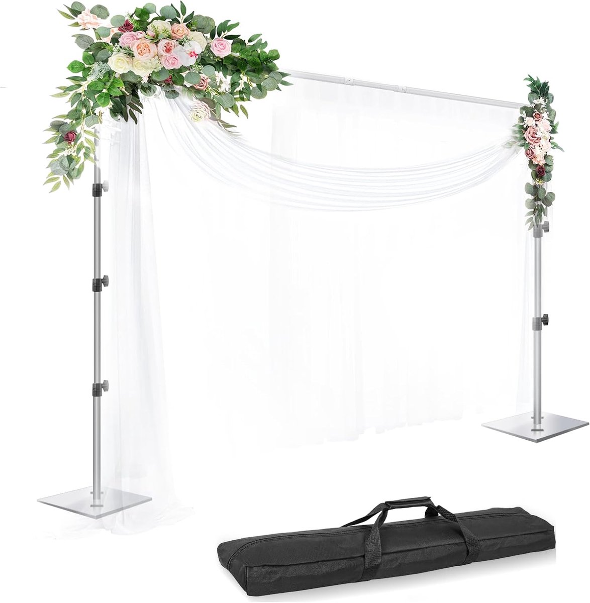 Zilveren Fotoluis met Voetstuk, 2,6x3m Achtergrondsysteem | Verstelbaar, Fotostudio's, Fotografie, Video, Studio, Portretten, Feestdecoratie