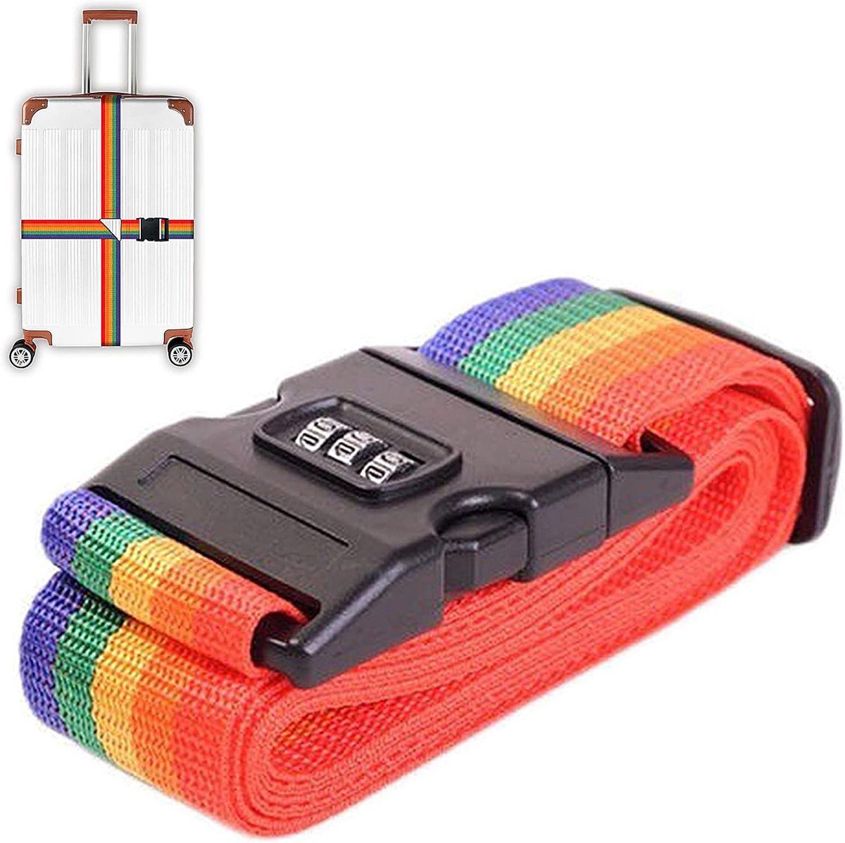 Bagageriem met slot, kruisriem, kofferband, lange kofferband, riem, bagageriem, bagageriem, koffer, band, bagageriem met verstelbare gespen, kleur (kleur)