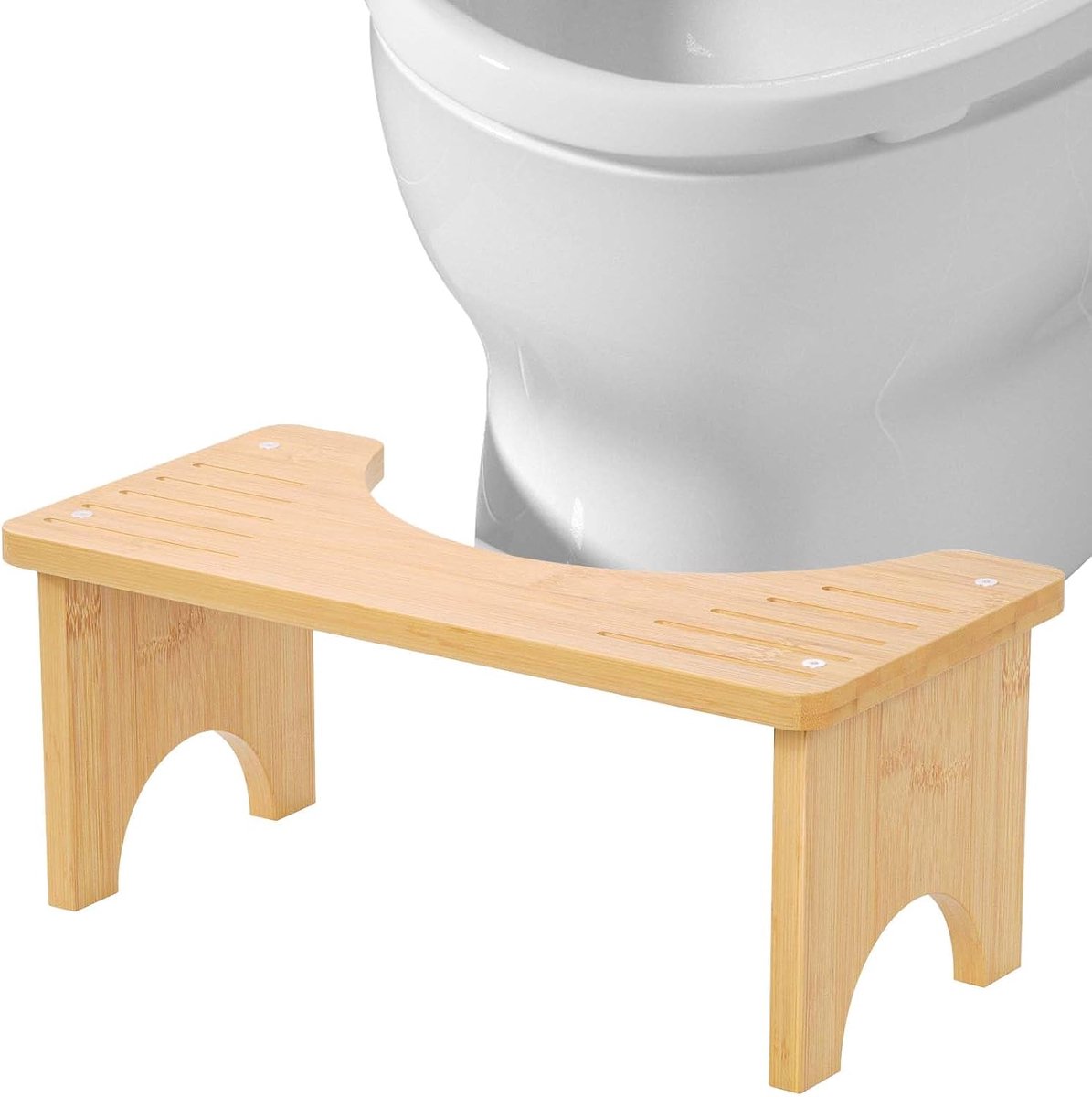 Toiletkruk van bamboe, toiletkruk voor volwassenen, antislip, squatty potty kruk, draagbare ergonomische toiletkruk voor natuurlijke en comfortabele verwijdering