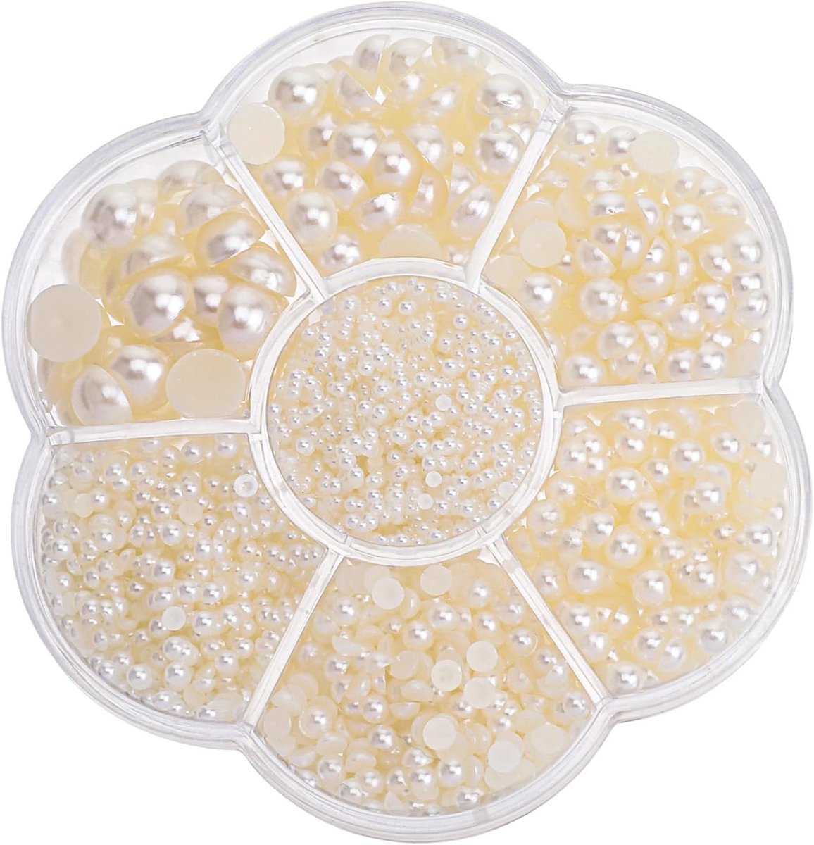 5600 stuks halve krael, wit, platte achterkant, parels, beige, losse kralen voor het maken van sieraden en knutselen, voor doe-het-zelf nagelkralen voor armbanden en mobiele sieraden