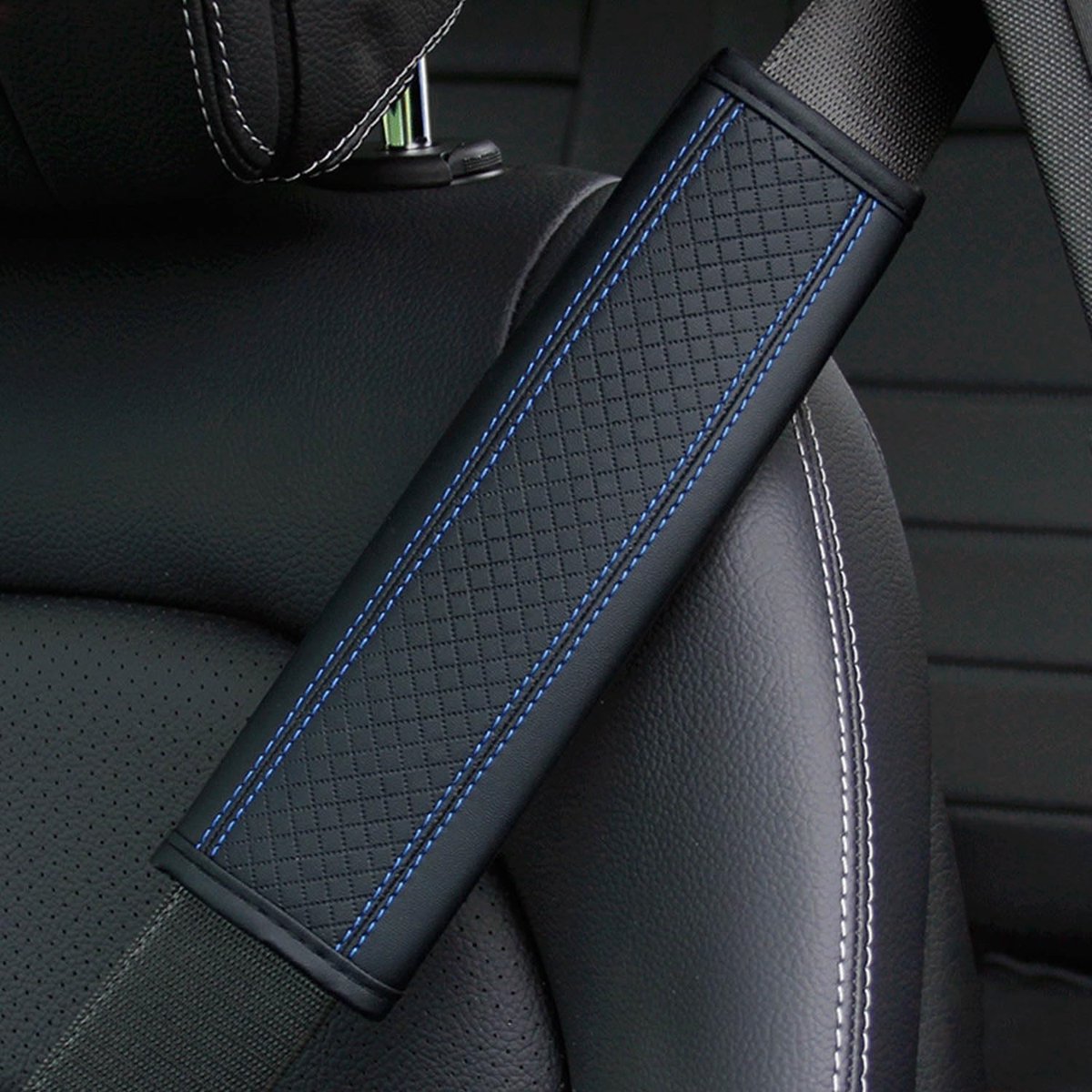 1 stuk auto veiligheidsgordelkussen schouderkussen voor auto veiligheidsgordel schouderkussen lederen gordelbeschermer voor gebruik in auto of tassen