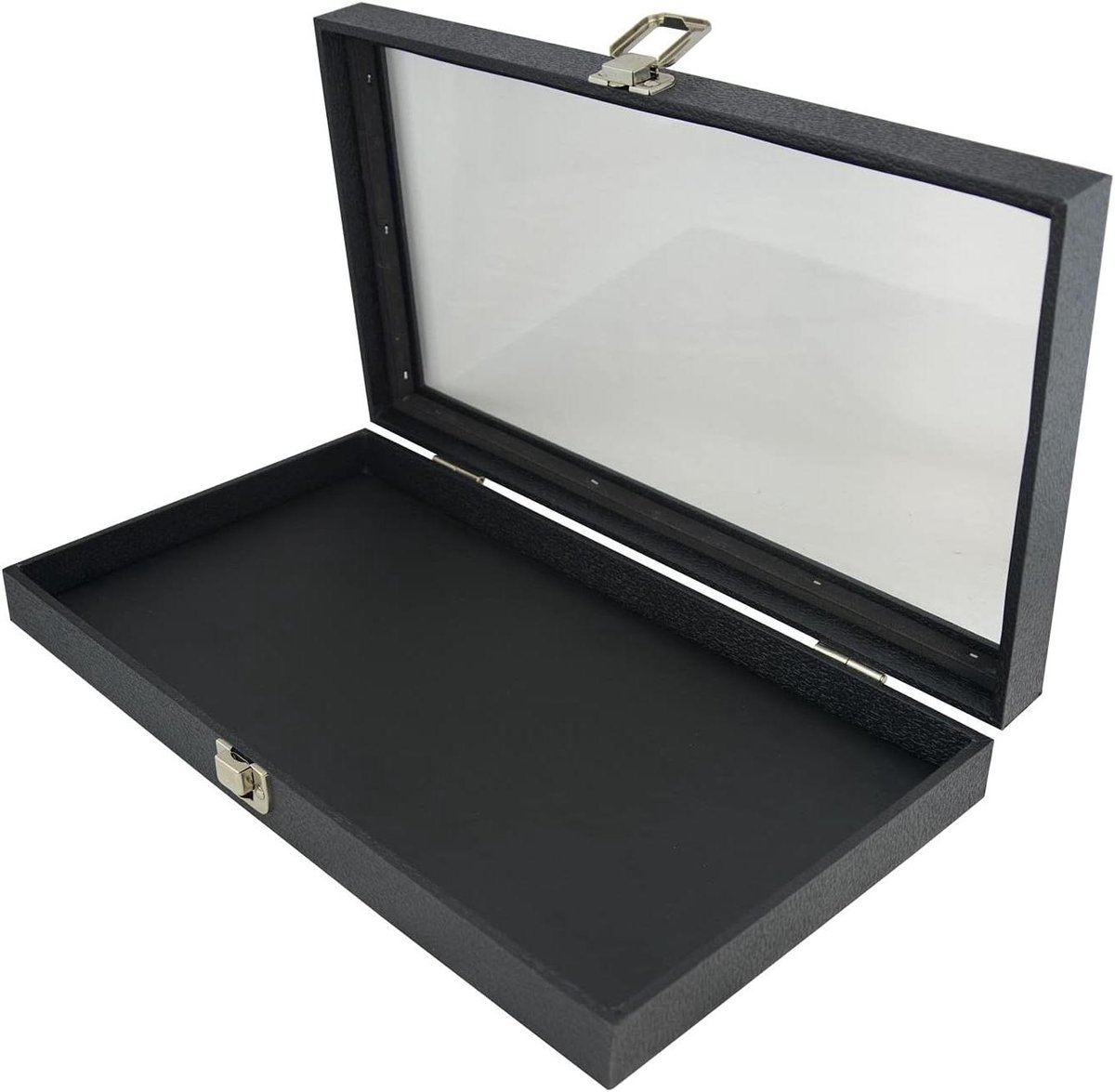 Display Kist - Sieraden Opberger - Sieraden Presenteren - Glazen Deksel - 375mm x 210mm - Zwart