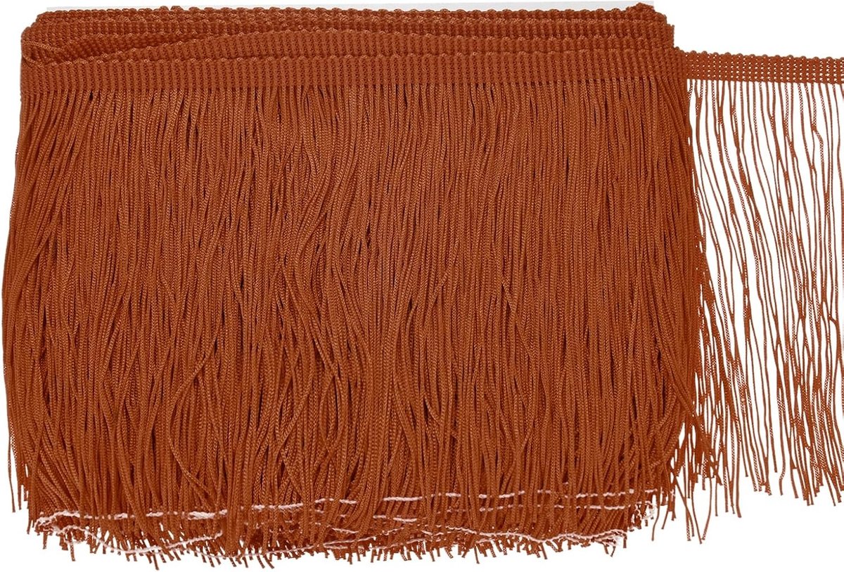 METERXITY Chainette franjes, 10 meter polyester vlecht kwastjes trim voor doe-het-zelf ambachten/Latijnse jurk/lampenkap decoratie/trouwjurk/naaien/kleding franje garen [roodbruin]