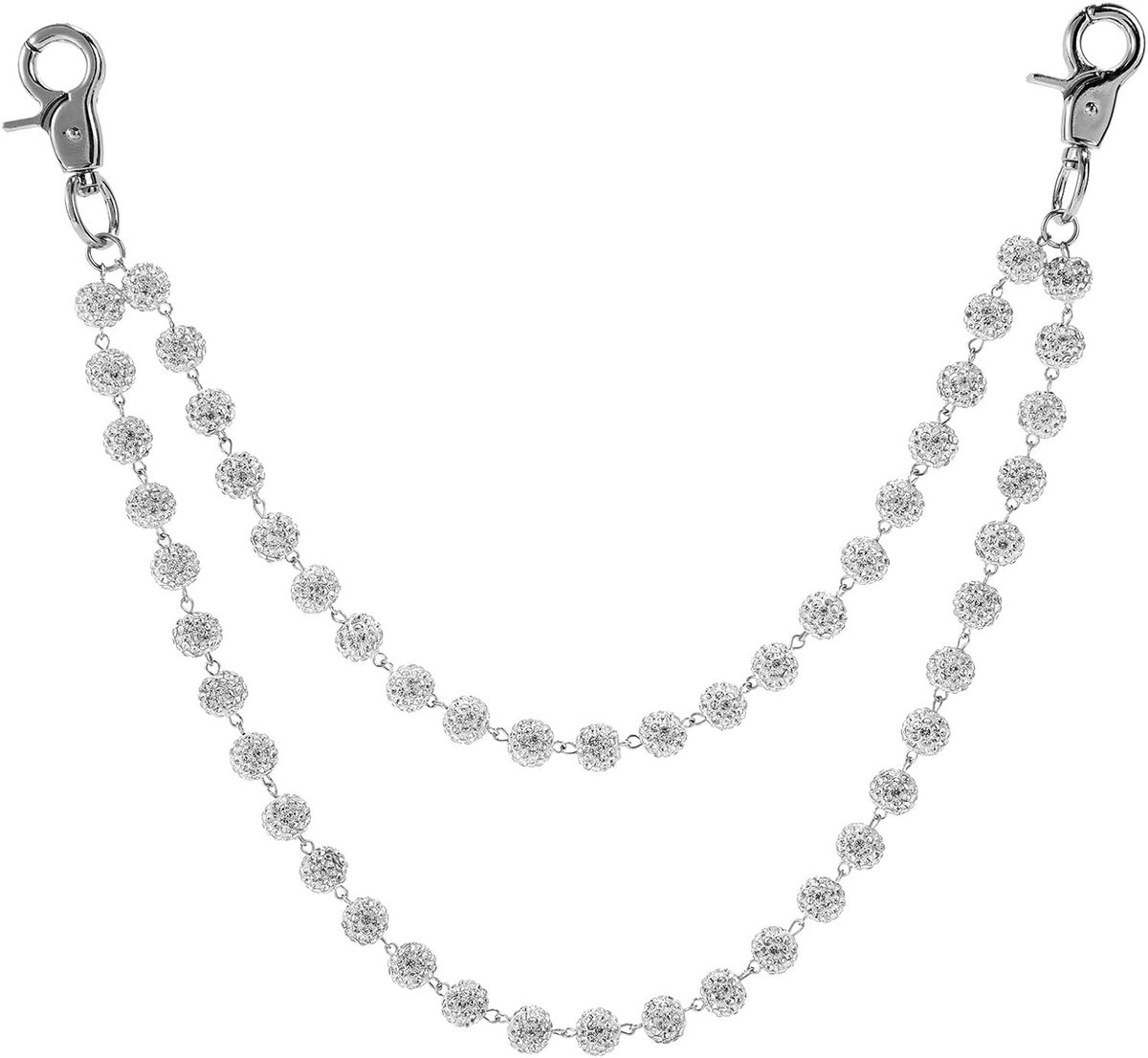 Broekketting met Strasssteentjes, Stijlvolle Sierlijke Broekketting met Keramische Kralen voor Dames en Heren Praktisch Sieraadaccessoire Geschikt voor Jeans Riemen Kleding (Zilver)
