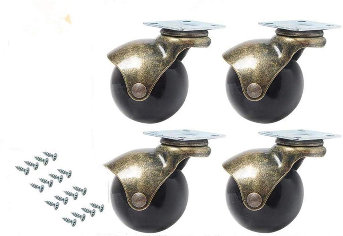 4 stuks Ball Caster Wheel 360 graden draaibare draaiplaten Metaal met kap Balrem Heavy Duty voor bureaustoel Salontafel Speelgoed Schoenenbakken (2 inch (50 mm)