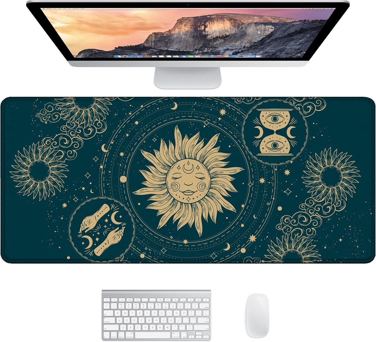 Muismat XXL 900x400 | Large Desk Mat | Muismatten XXL Gaming Bureau Accessoires | Groen Mouse Pad - 90x40 Mousepad (Tarot)