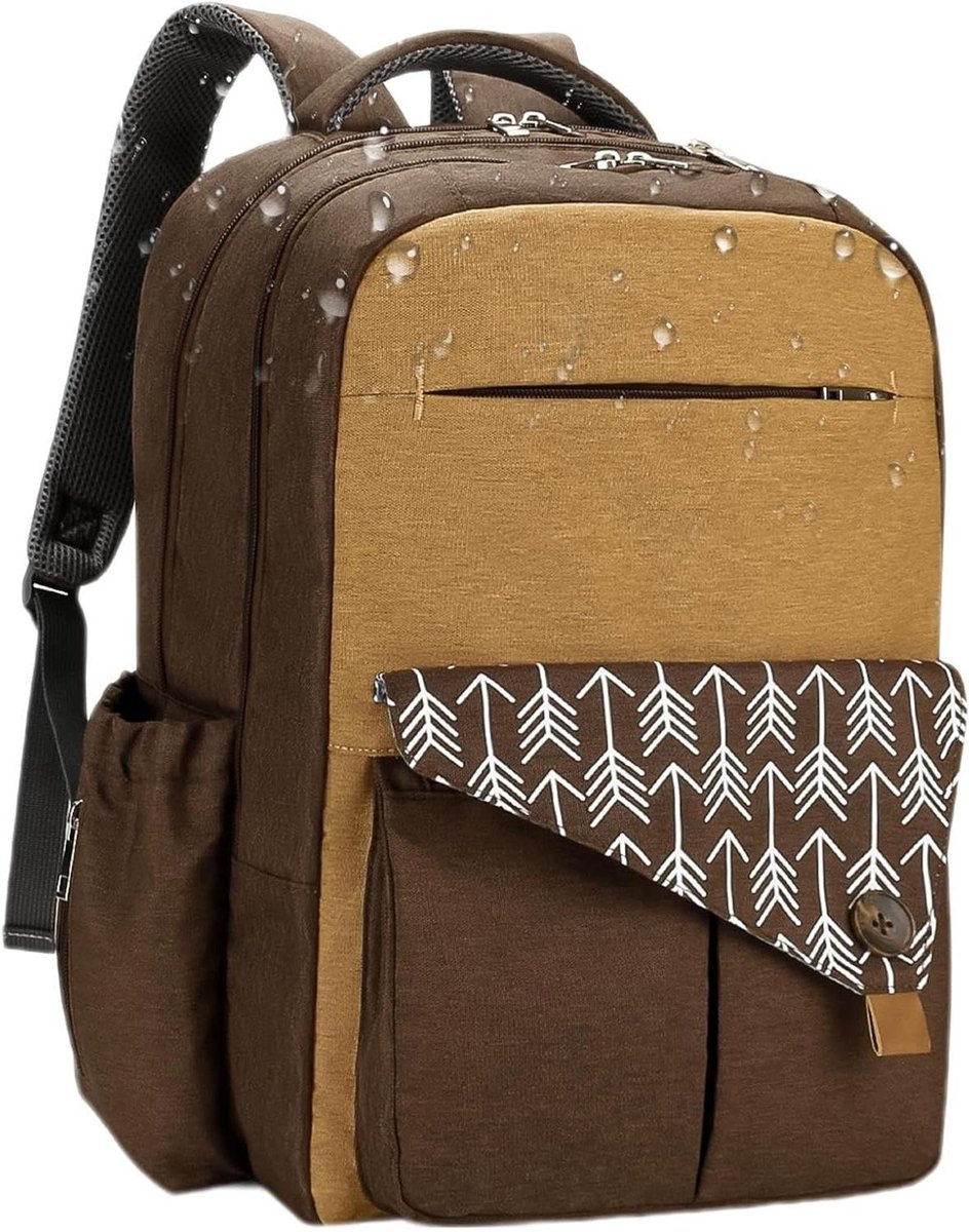 Grote Luiertas Rugzak - Baby Tas Mama Tas - Baby Verzorging Onderweg - Dubbele Laag Ontwerp - 43x30x19 cm - Bruin