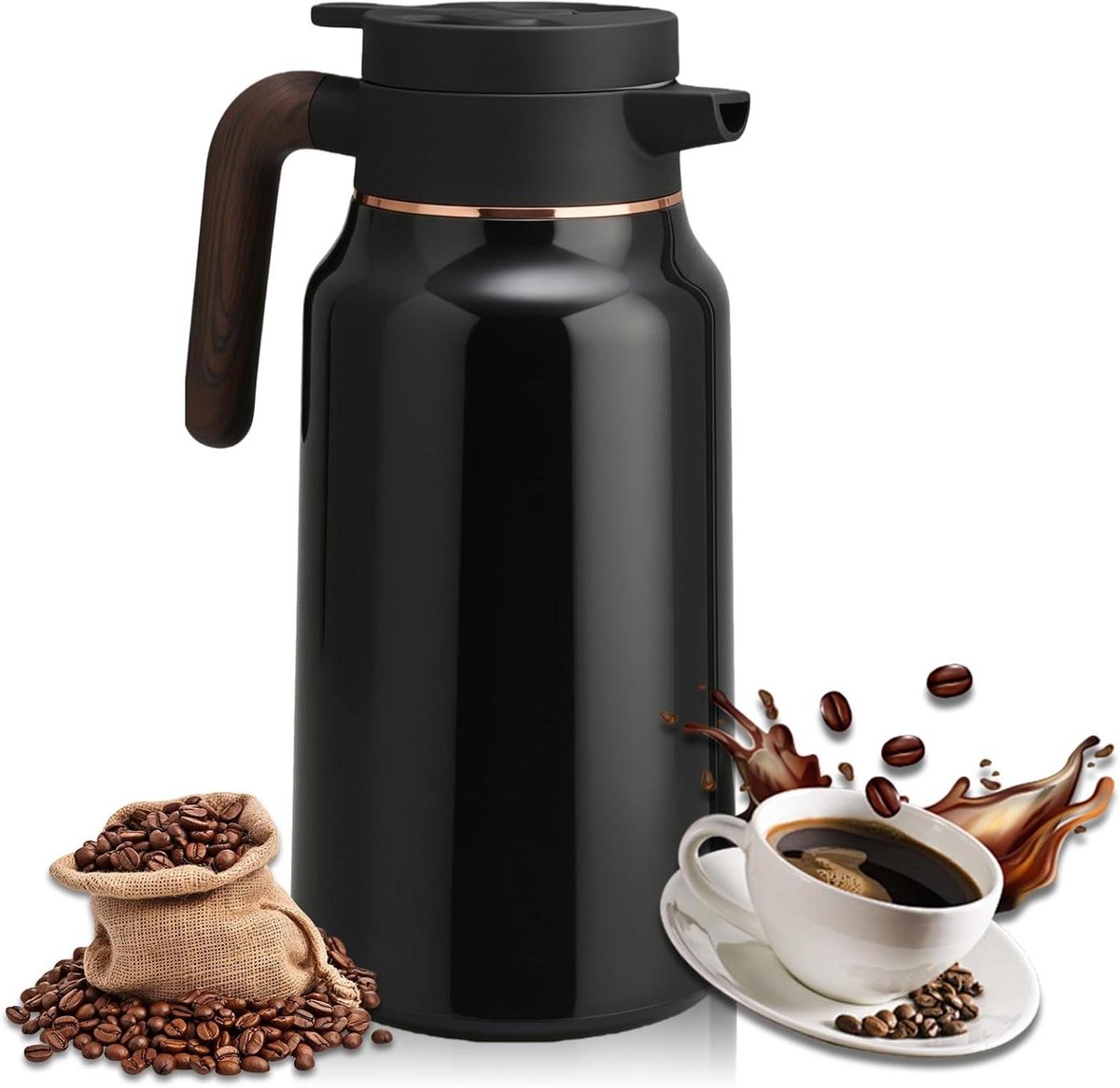 Thermoskan RVS - Isolatiekan Drank - Dranken Warm Houden - Dubbelwandige Isolatie - 15 Liter - Zwart