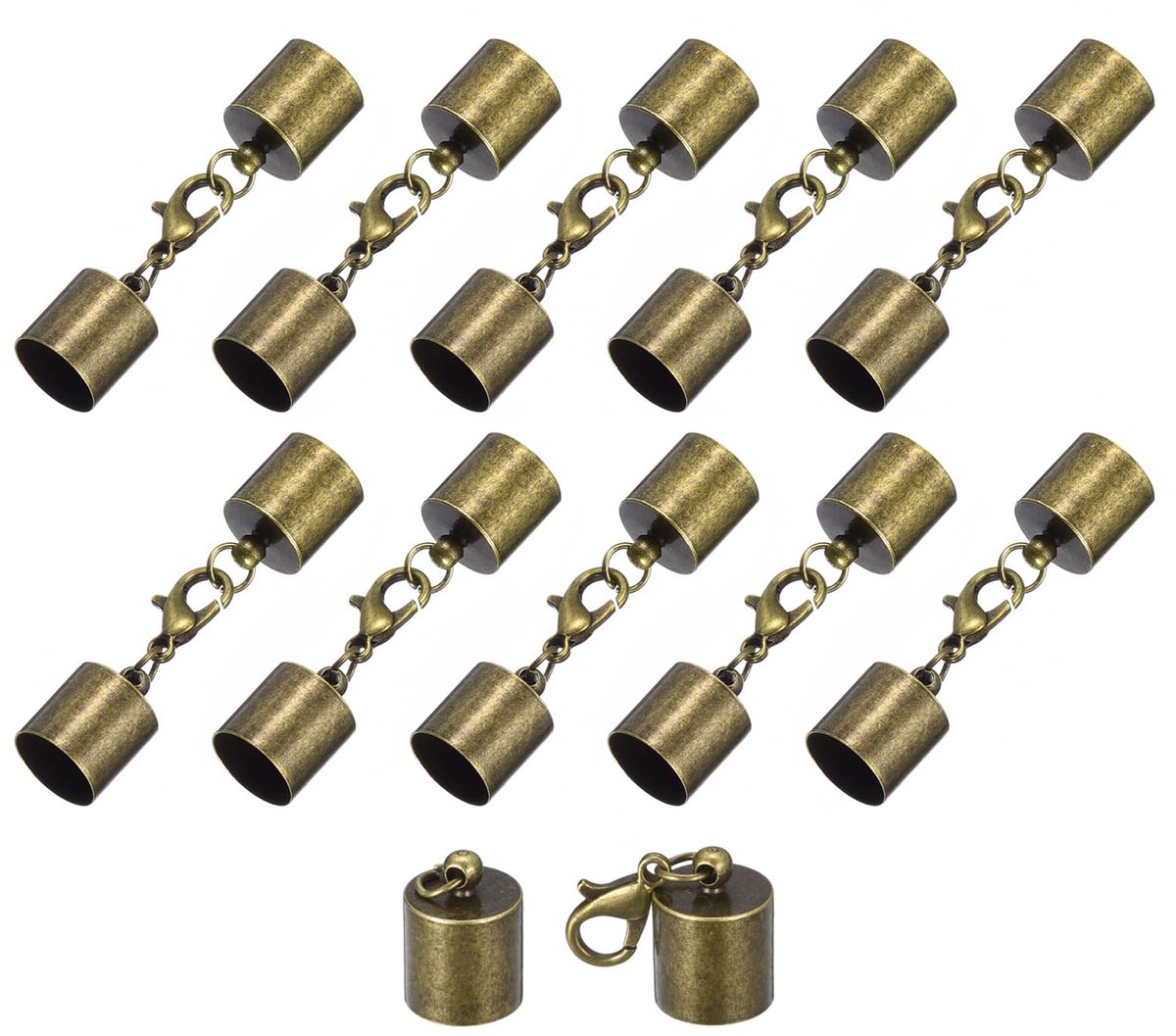 10 stuks kettingsluiting 10mm lederen koord eindkappen met karabijnhaken sluiting voor armbanden sluitingen DIY sieraden maken vervaardiging lederen armbanden, bronzen kleur