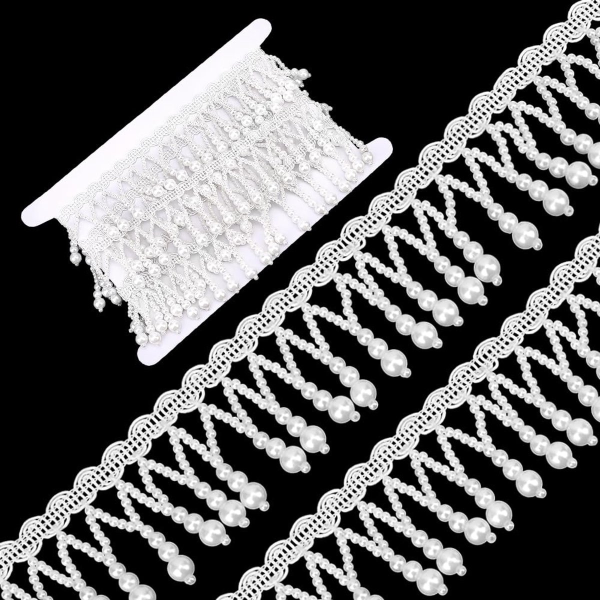 2 Yard (Ca. (91) cm) Plastic Kralen Kwasten Kanten Lint Polyester Kralen Bezet Franje Band Riem Naadrand Voor Kleding Hoofddeksels Gordijnen DIY Ambachten
