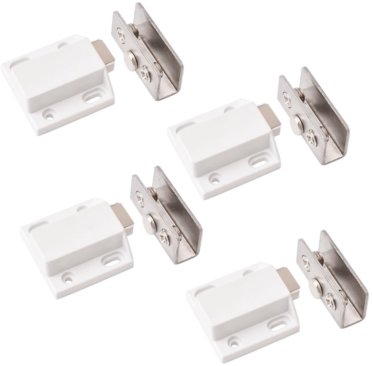 deur magnetische vanggrendelsluitingen, 4 Set Push Open Verstelbare Frameloze Enkele Glazen Deur Magnetische Touch Sluitingen met Kast Klem, Geschikt voor 5-8mm Free-Swingende Glazen