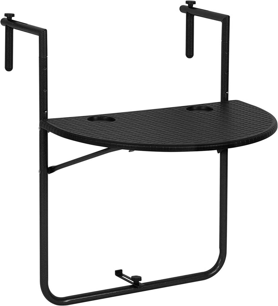 SureDeal® - Balkon - Hangtafel - Hangende balkontafel - Opvouwbaar - Hoogtes - Zwart - 60x74x62 cm