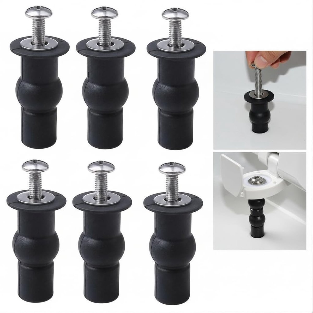 Reparatieset voor toiletbril - universele hardwareset met schroeven, scharnieren en moeren voor eenvoudige installatie (6-delig roest)