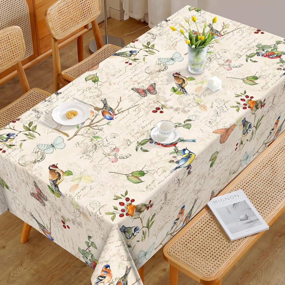 Tafelkleden afwasbaar rechthoekige waterafstotend tafeldoek voor tuin, keuken eten feesten lente/zomer (152 X 264 cm)