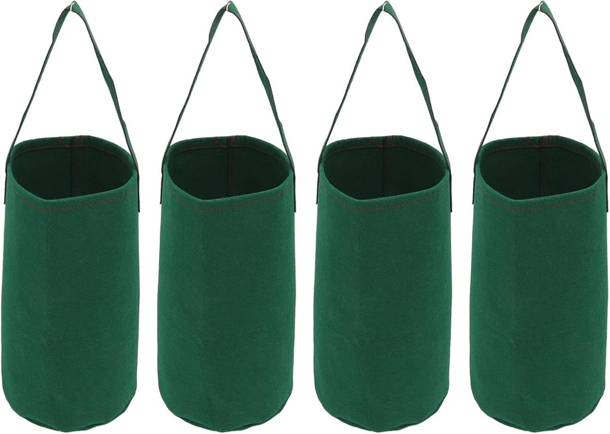 Tomatenplanter, 4-pack Hangende Aardbeienplanter Tuin Beluchting Vilt Hangende Kweekzakken met Gat voor Tomaat Aardbei Peper, 15 X 13 X 0.4in