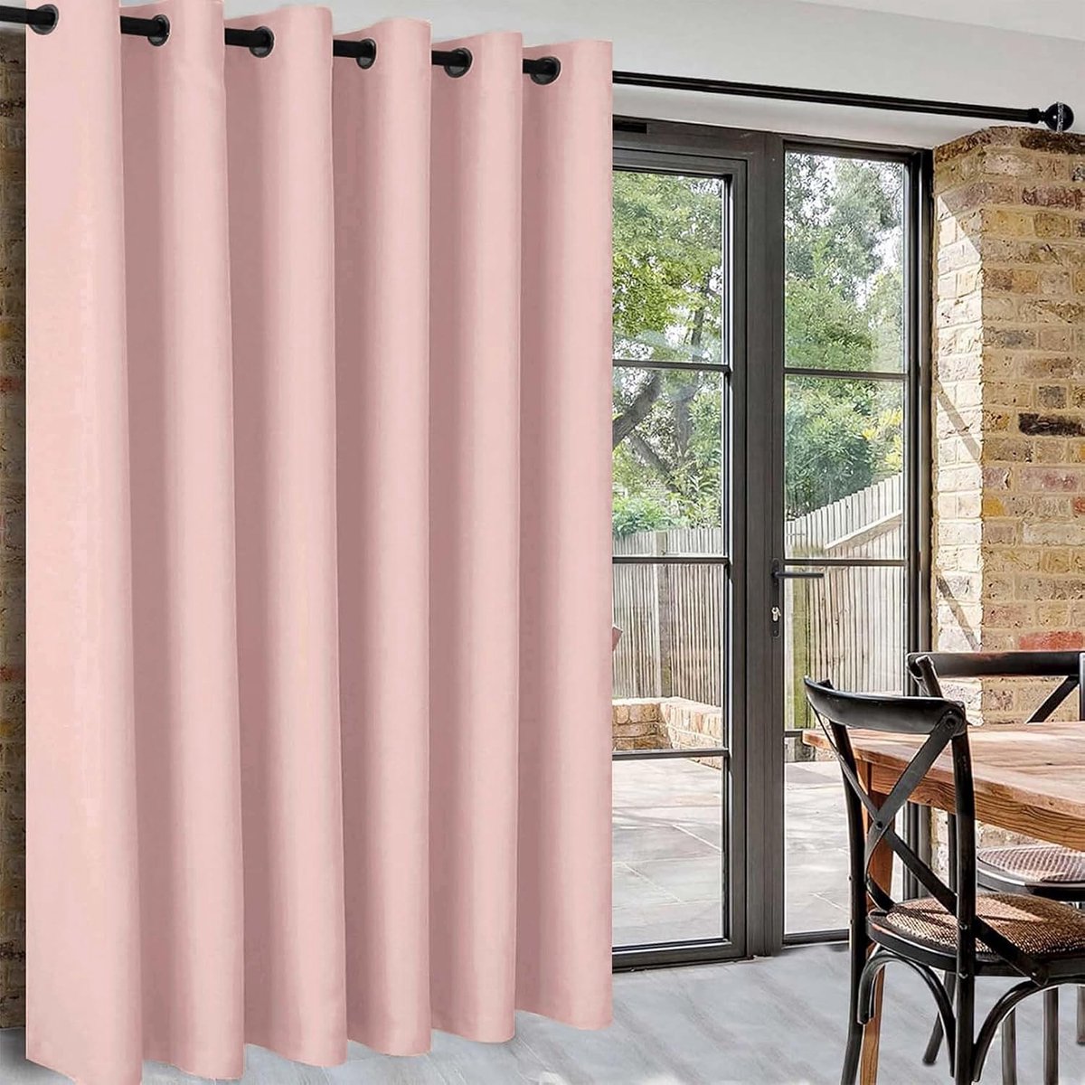 Blush Roze gordijnen, ruimteverdeler, h 213 x b 254 cm, verduisteringsgordijnen met inslagringen, thermogordijn, koudebescherming, gordijnen ondoorzichtig, voor woonkamer, slaapkamer, kantoor