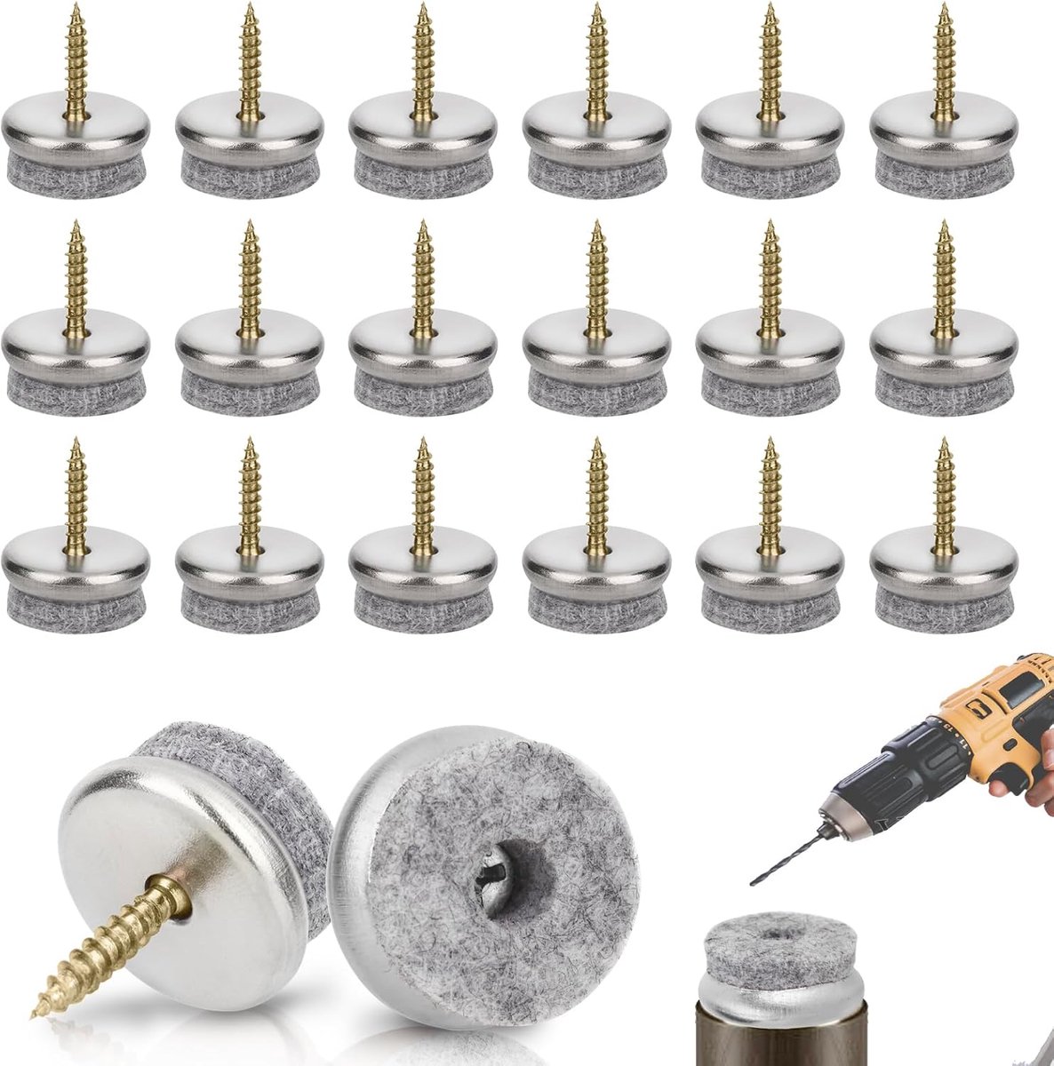 100 stuks viltdoppen schroeven, 22 mm, ronde stoelglijders, viltdoppen, 5,5 mm dik, meubelpads voor meubels, stoelen, laminaat, parket en tegels (grijs)