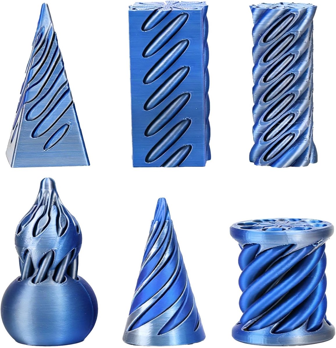 fidgetspeelgoed, 6 stuks, 3D-bedrukte kegelspeelgoedset, piramidespiraal, passthrough voor stressvermindering, anti-stress speelgoed voor concentratie, fidget toys voor volwassenen (D)
