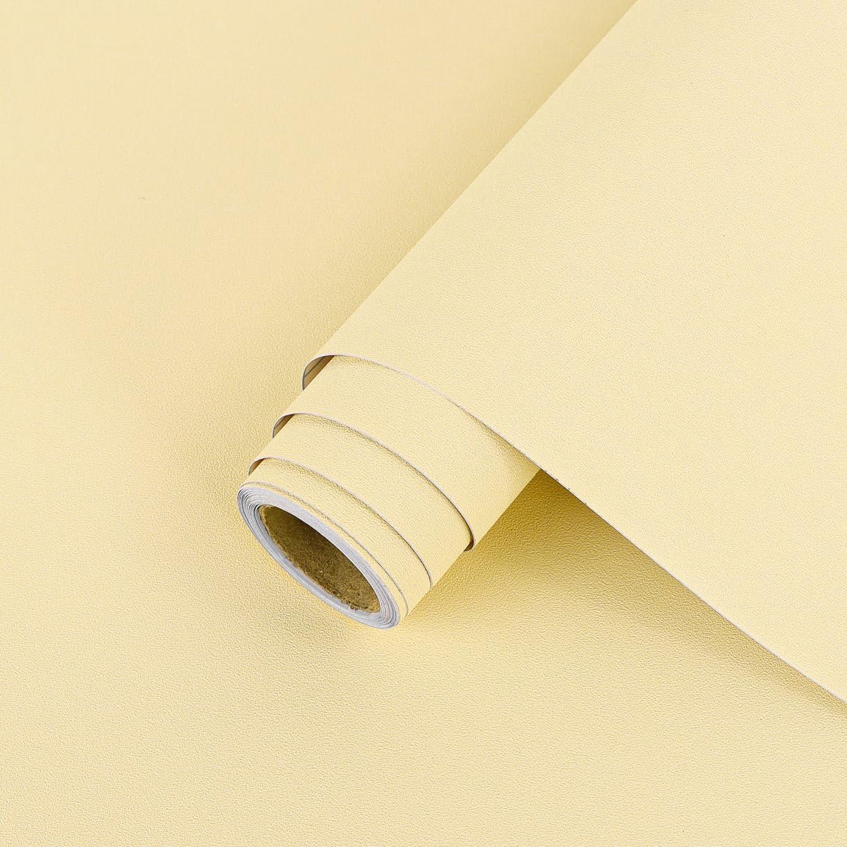 Behang, 44 cm x 10 m, beige geel mat plakfolie meubels, zelfklevend decoratief vinylpapier voor werkblad, kast, tafel, planken, meubels renoveren