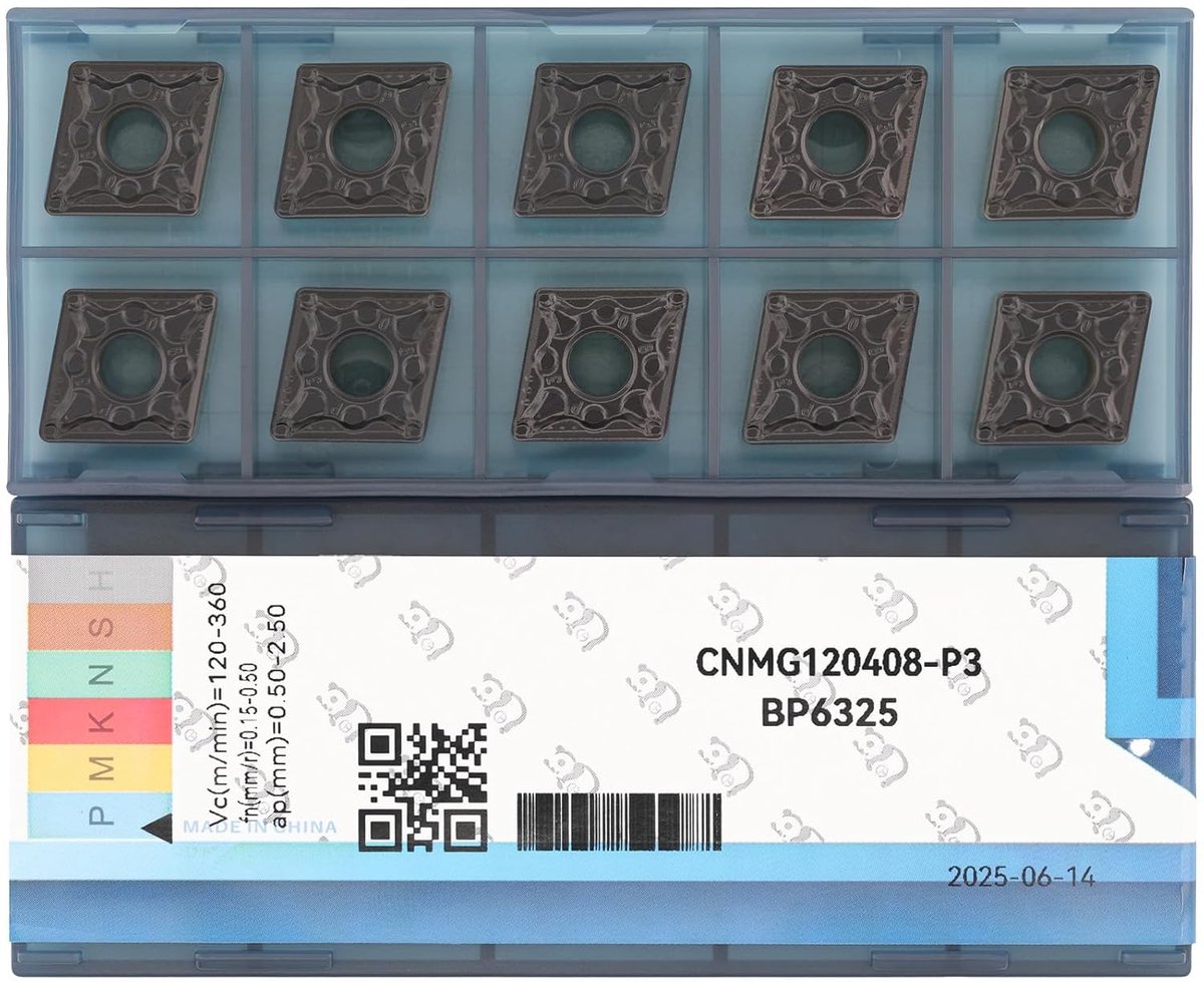 Wisselplaten CNMG120408 met een negatieve geometrie, Voor algemeen draaiwerk in staal, 10 stks