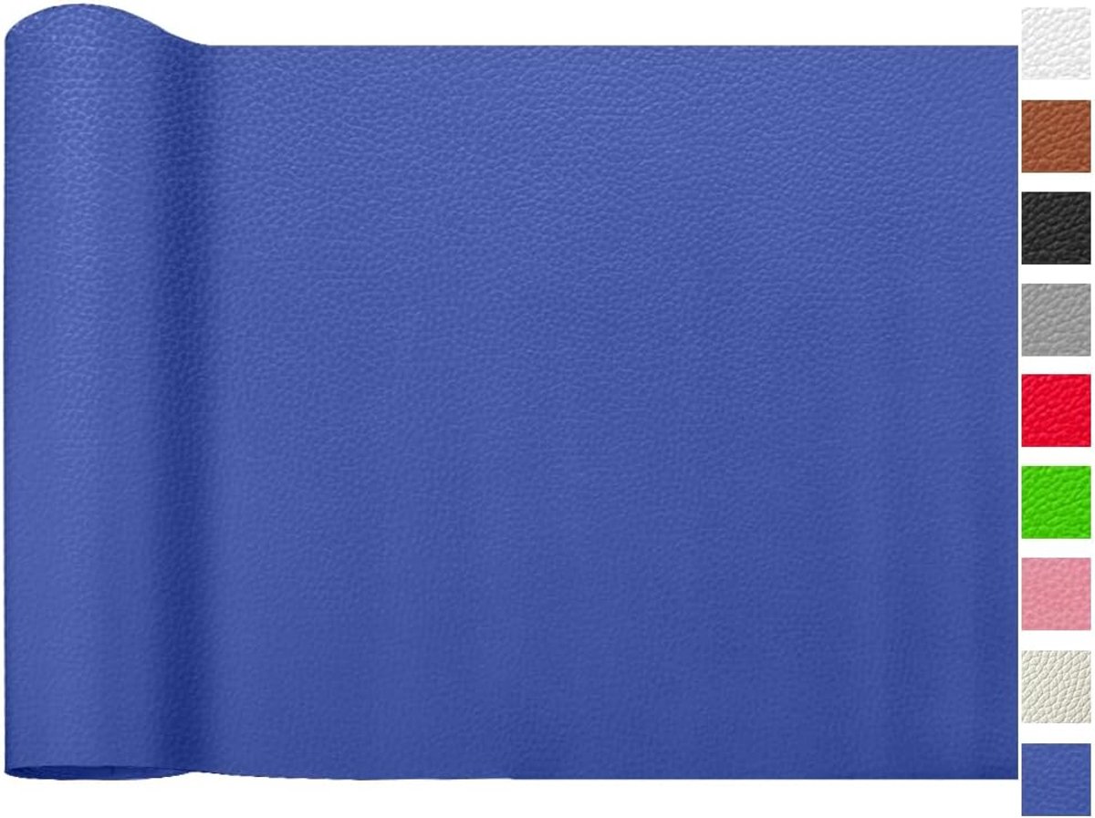 Korrelig, waterdicht kunstleer, per meter, 200 x 140 cm, korrelig, imitatieleer, getextureerd, lederen stof, scheuren, reparatie, meubelstof, lederen patch voor autostoelen, bank, koningsblauw
