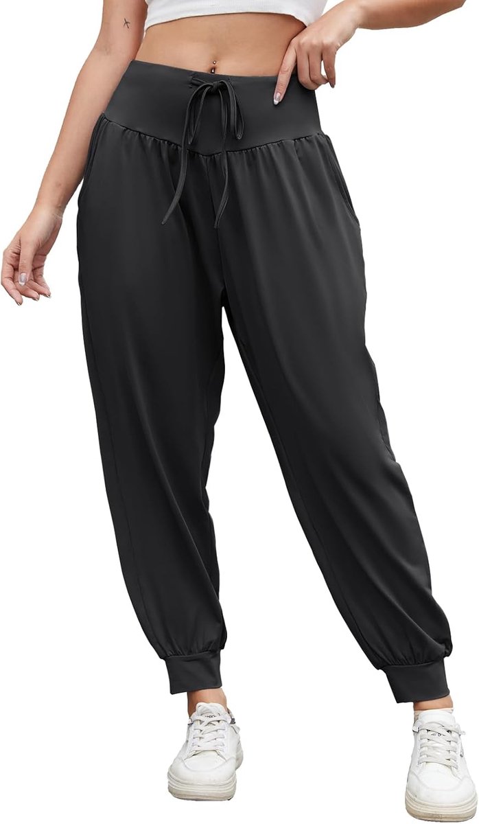 Yogabroek voor vrouwen hoge taille harembroek super zachte loungebroek baggy elastische casual pilatesbroek met zakken