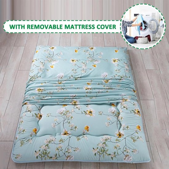 Japanse Futon Matras - Vloermatras Oprolbaar - Comfortabel Slapen - Dikte 8-10cm - 90x200cm - Bloem — afbeelding 2