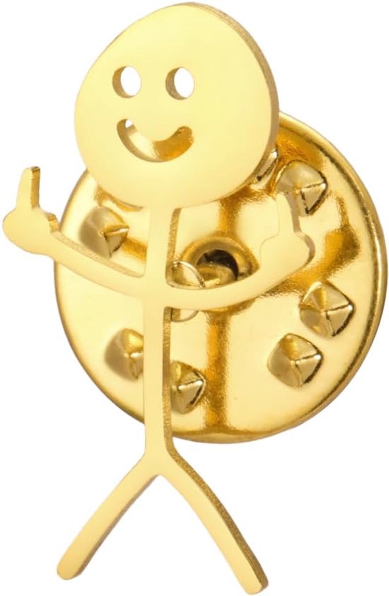 Smiley Face Figuren Teken Taal Broches voor Vrouwen Mannen Roestvrij Staal Finger Stickman Trend Paar Broche Pin Punky en Extravagant
