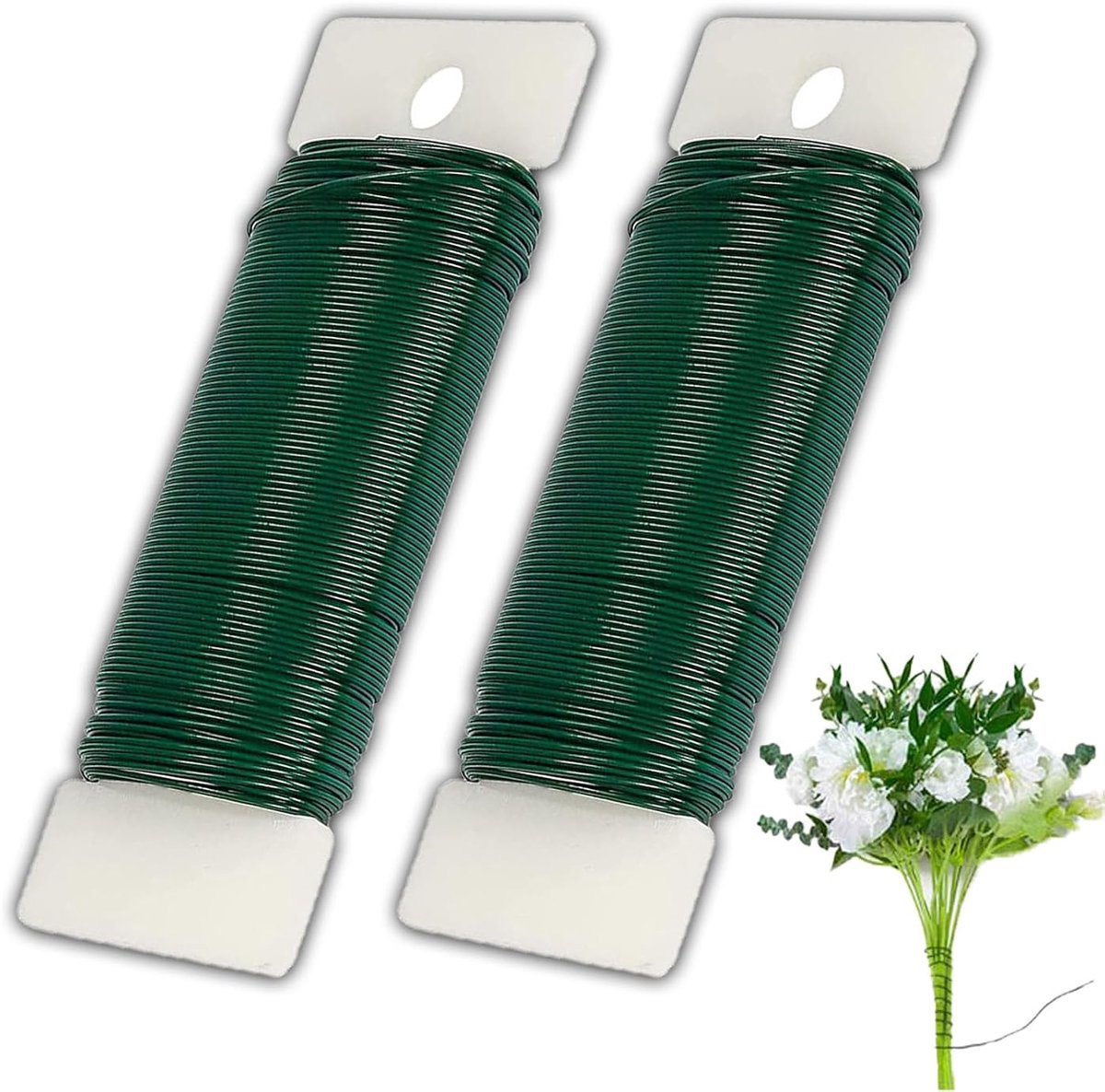 Draad om te knutselen, knutseldraad, sierdraad, 0,7 mm bloemendraad, groen, papierdraad om te knutselen, voor bloemen, tuin, huishouden, werkplaats, kransen maken, knutselen, bloemisten
