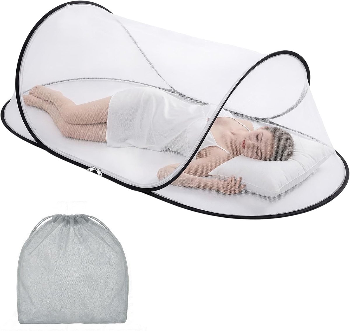 klamboe, 200 x 80 x 56 cm | Opvouwbaar pop-up reis klamboe | Muggennet voor op reis, camping, slaapkamer en outdoor | Geschikt voor bed en tent