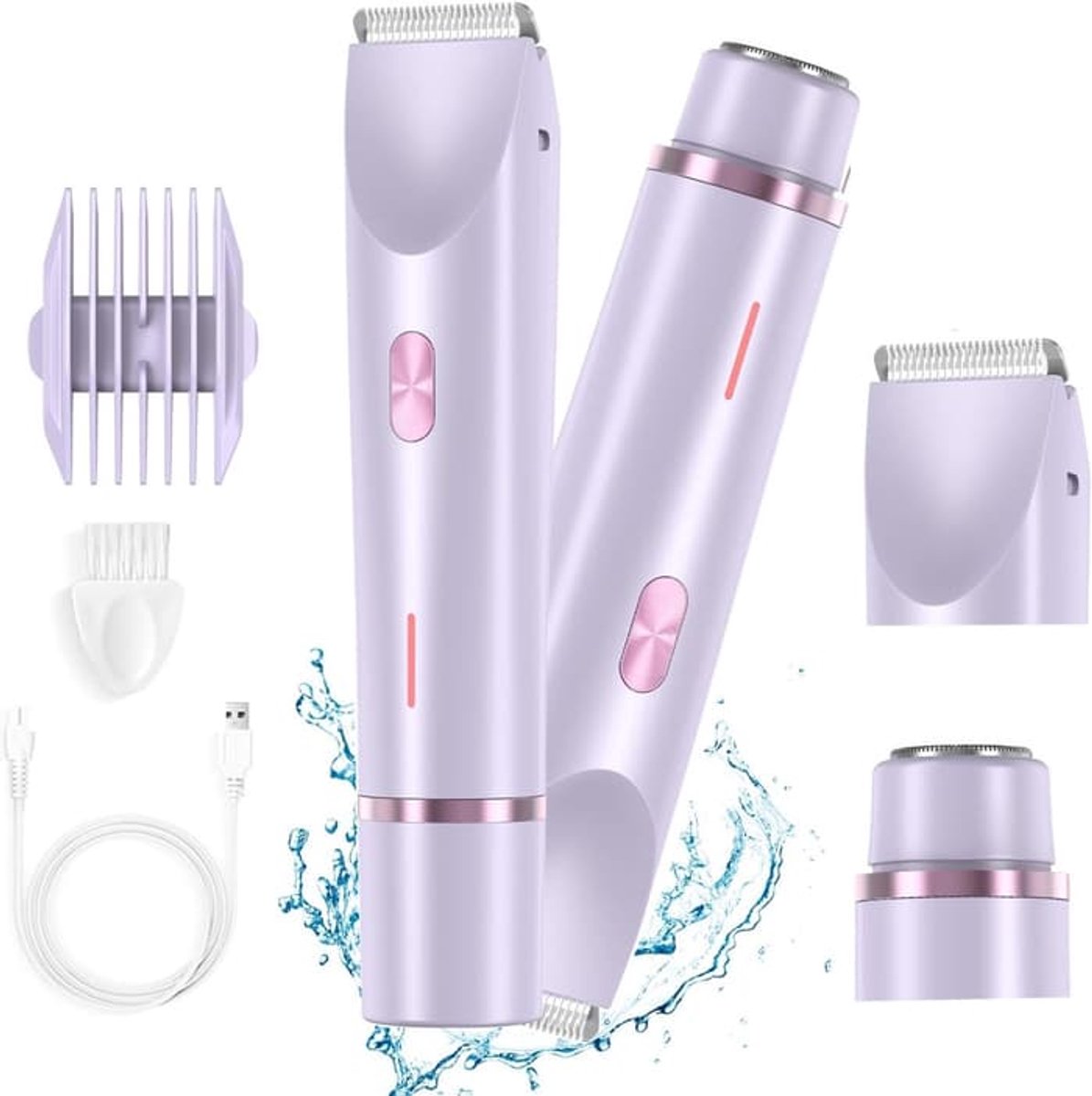 2-in-1 damesscheerapparaat - Elektrisch scheerapparaat - Waterdicht - Bikinilijntrimmer - Comfortabel en zacht - Zachte trimmer voor lichaam en intieme zone