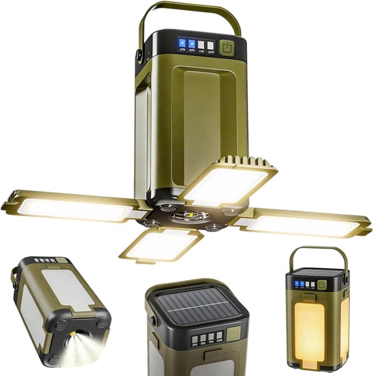 Op zonne-energie werkende campinglamp, oplaadbaar, draagbaar, 10000 mAh capaciteit, 100 uur batterijduur, geschikt voor tenten, 4000 lumen helderheid, 10000 mAh capaciteit, outdoor campinglamp.