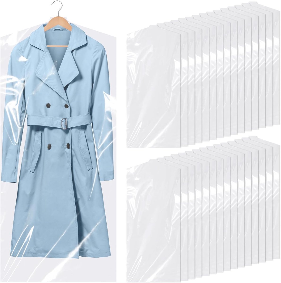 30 stuks Kleding Covers Stofdichte, Transparante Kledingzakken Kunststof, Hangende Kledingzakken Stofdichte Waterdichte, Kledingbeschermhoes voor Rokken, Kostuums, Jurken