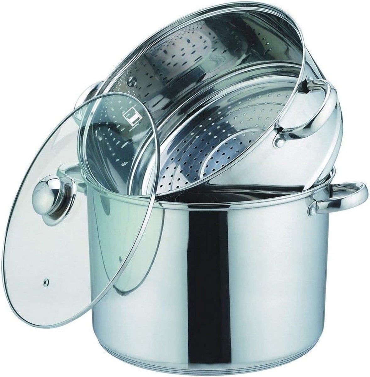- Couscoustop/Stoompan, Kookpan (3-In-1), Diameter 26 Cm, 10 Liter, Hoogwaardig Roestvrij Staal, Met Glazen Deksel, Voor Alle Warmtebronnen, Ook Inductie, Roestvrij Staal, Grijs, 10 Cm