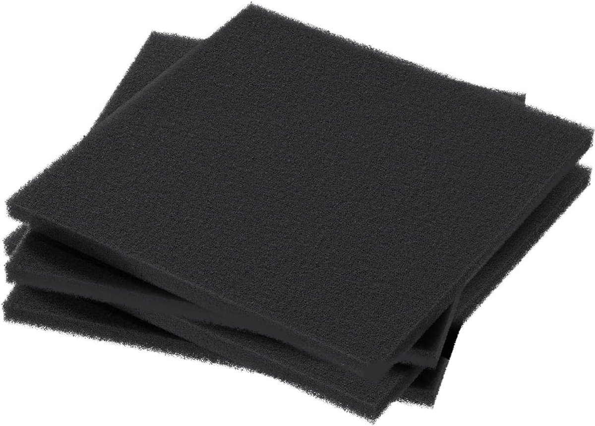 4 Pak Aquarium Filter Media Pad voor Fish Tank Filters Aquarium Filter Media Spons Filter Floss Roll voor Sumps Vijvers Hydroponics Zwart Schuim Floss voor Waterfiltratie, 16 cm L x 14 cm B