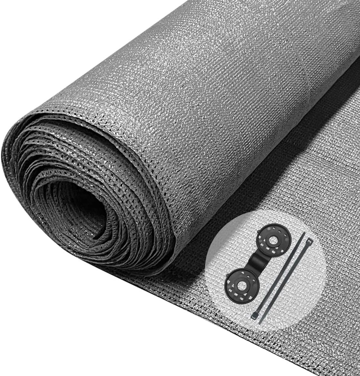 Privacynet 1,8 × 10 m Tuinafscherming 150 g/m² HDPE schaduwnet, 85% schaduw UV-bestendig, scheurbestendig windscherm met gaten en kabelbinders, grijs
