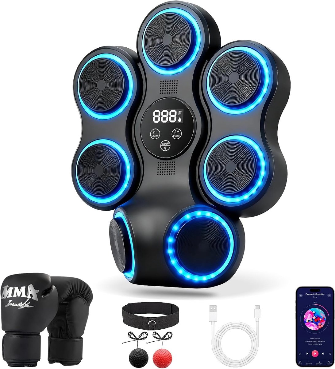 SnelShoppen - Slimme wandgemonteerde muziekboksmachine met 9 snelheidsniveaus, 10 modi-aanpassingen, USB-oplading, Bluetooth-verbinding, LED-licht en