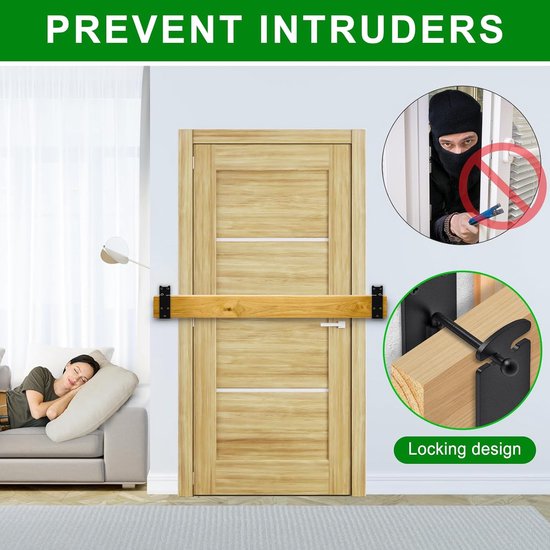 2x4 Door Barricade Brackets, Heavy Duty Door Security Bar Brackets with Locking Design, U-Shaped Bar Holder Bracket Fits 2 x 4 Lumber for Home, Garage, Gate to Security Door Reinforce, 2Pcs — afbeelding 4