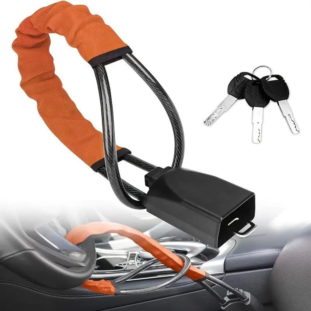 autostuur, klauimmobilisator, hoog veiligheidsslot met dubbele bescherming, 3 sleutels, universeel voor alle voertuigen, robuuste diefstalbeveiliging