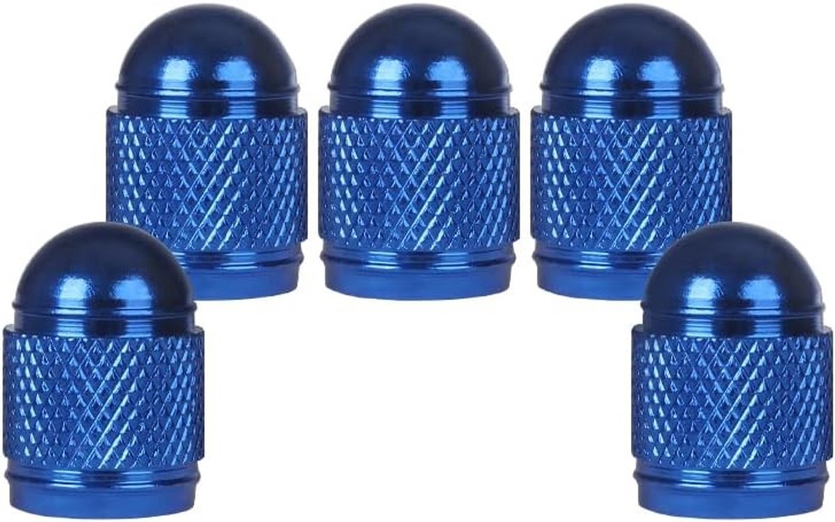 5 Stuks Ventieldoppen in Balstijl van Aluminium voor Auto, Fiets en Motor - Universele Ventieldoppen in Blauw