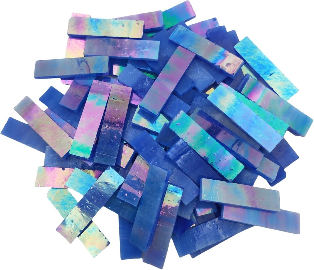 Rectangulaire Iriserende Glazen Strip van 4x1cm, 7oz Glazen Mozaïektegels voor DIY Creaties, Decoraties, Fotolijsten en Sieraden maken