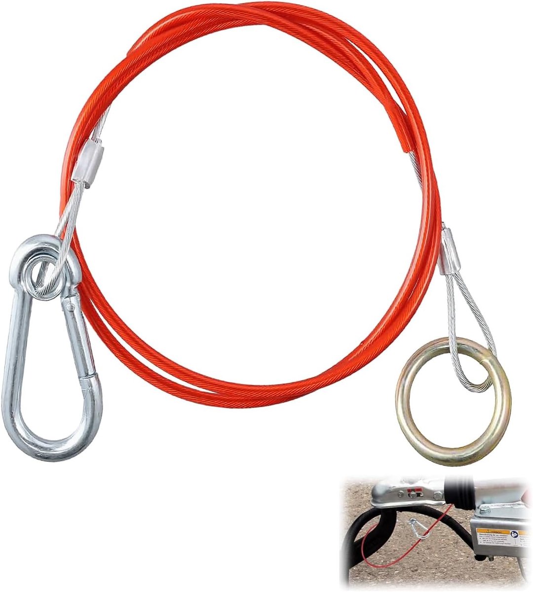 Trekkoord 1 m met Carabiner, Touw voor Aanhangwagens, Breekkoord voor Caravans, Duurzaam en Sterk Touw voor Transport en Beveiliging