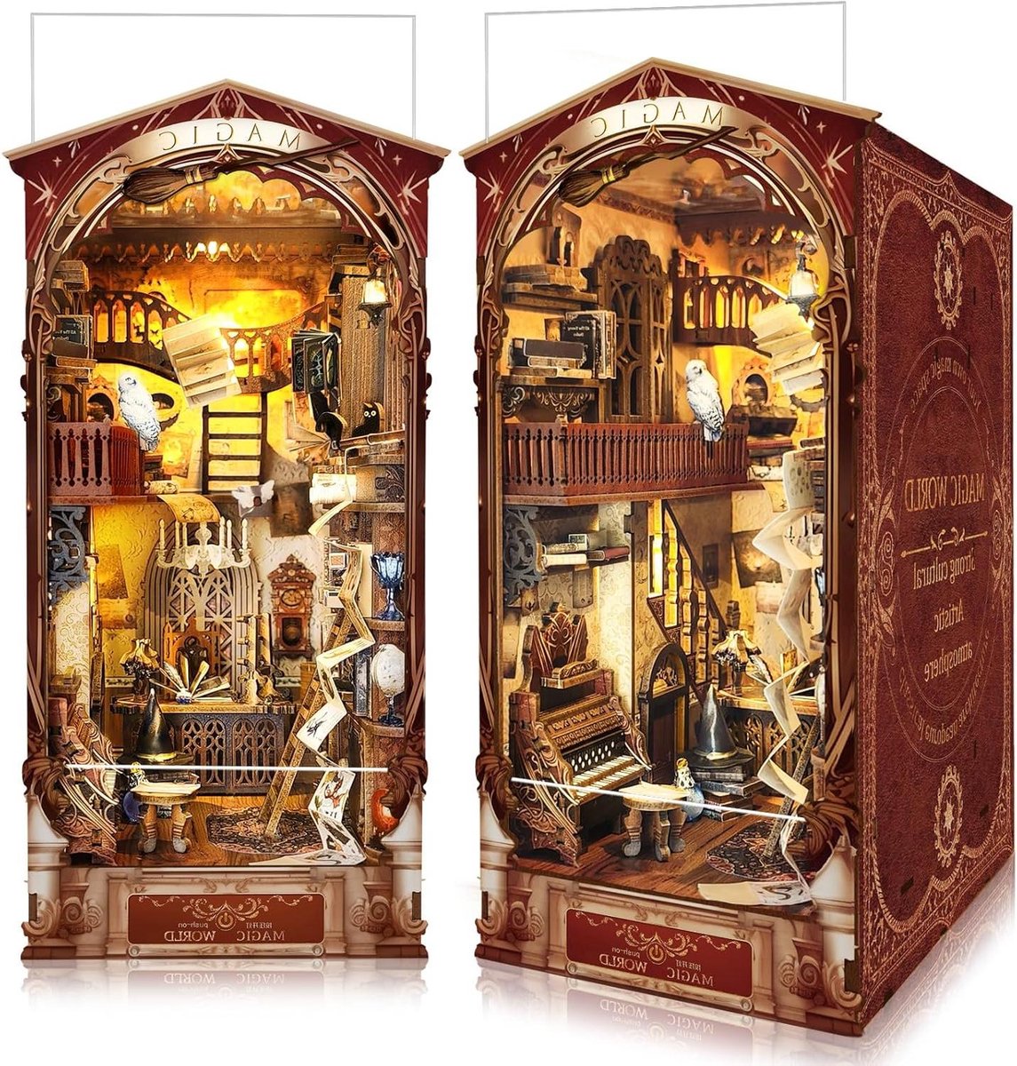 Boek Nook Kit - Miniatuur Huis - Hobby Project - Met LED Verlichting - Schaal 1:24 - Magische Bibliotheek