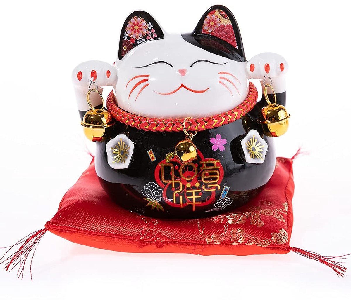 SnelShoppen - Maneki Neko Kat Spaarpot - Japanse Geluksbrenger in Porselein - Kawaii Decoratie voor Geluk, Fortuin en Welvaart - Uniek Geschenkje voor